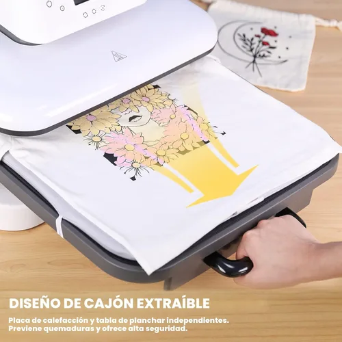 Miniatura 5 de HTVRONT - Prensa de calor automática e inteligente de 15x15 para camisetas con liberación automática, prensa profesional para proyectos de Blanco