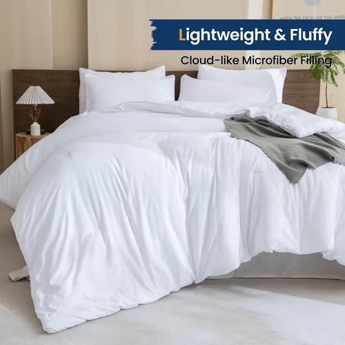 Miniatura 3 de Paxrac - Juego de edredón y funda de almohada beige - Tamaño individual/individual XL, juego de 2 piezas color crema, ropa de cama ligera y neutra