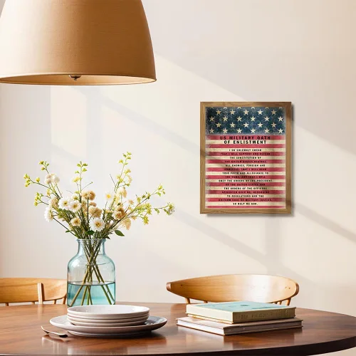 Miniatura 4 de Juramento Militar de Reclutamiento ENMARCADO - Arte de pared patriótico de la bandera americana, decoración - Regalo para soldados, ejército