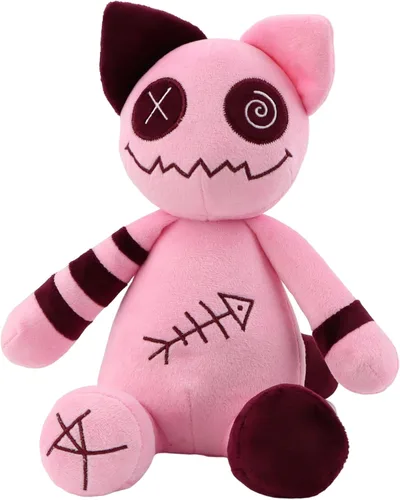Gato de peluche de estilo gótico, juguetes de peluche de zombis, muñeca de felpa suave de gato, adorable regalo de animal tapado para niños (gato
