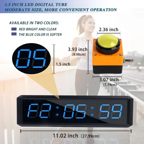 Miniatura 2 de Temporizador de fitness con botón cronómetro, adecuado para la escuela/exámenes/ejercicio en casa/gimnasio/gimnasio SMAHEAT temporizador electrónico