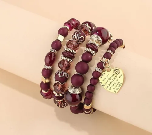 Miniatura 5 de Pulseras apilables de cuentas para mujer, estilo retro, con borlas de varias capas, de colores mixtos, juego de pulseras de cuentas tejidas