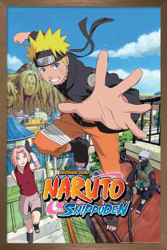 Miniatura 15 de Trends International Naruto Shippuden - Póster de pared de salto, 14.725 x 22.375 pulgadas, versión enmarcada de madera de granero