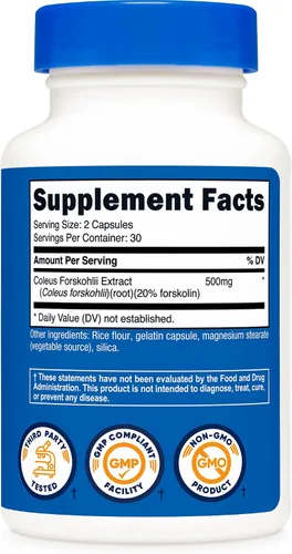 Miniatura 5 de Nutricost Coleus Forskohlii 500 mg, 60 cápsulas - Fórmula de máxima resistencia