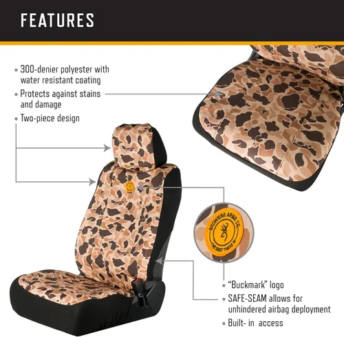 Miniatura 2 de Browning Fundas universales para asiento de banco y respaldo bajo, resistentes al agua y a la suciedad, fundas de asiento de auto, camión y SUV