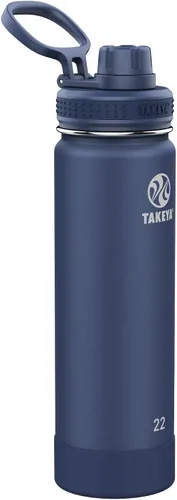 Miniatura 42 de Takeya Actives - Botella de agua de acero inoxidable, con aislamiento térmico y tapa de boquilla, capacidad de 24 onzas, color azul piedra Piedra