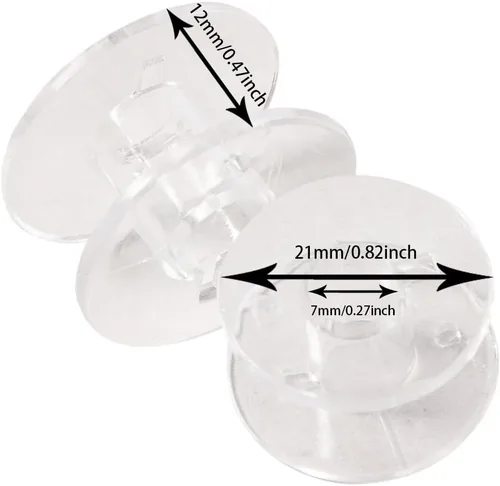 Miniatura 2 de 30 bobinas de plástico transparente para máquina de coser, universal para el hogar, máquina de coser industrial, núcleo de lanzadera para máquinas