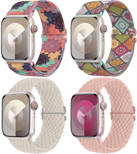 Miniatura 13 de Delidigi Correas elásticas compatibles para Apple Watch de 40 mm, 38 mm, 41 mm, 42 mm, 44 mm, 45 mm, 46 mm, 49 mm, correas de nailon trenzadas
