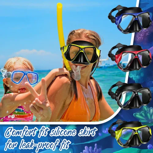 Miniatura 6 de Preboun 4 máscaras de buceo para adultos, antiempañamiento, sin fugas, gafas de snorkel para hombres y mujeres, gafas de natación panorámicas