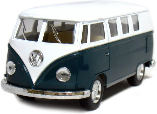 KiNSMART 1962 Volkswagen Clásico Bus a escala 1:32 5" Modelo de juguete de furgoneta de metal fundido a presión con acción de retroceder (Verde)