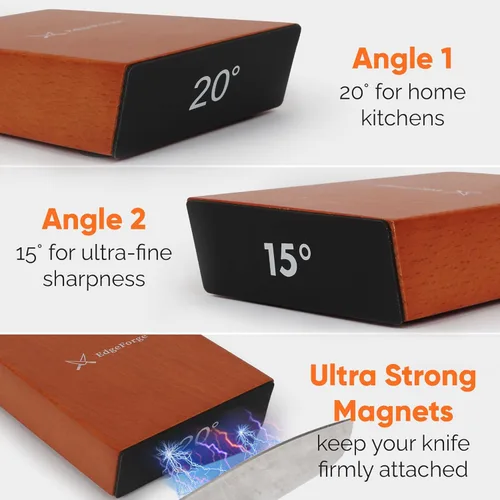 Miniatura 4 de EdgeForge™ Kit de afilador de cuchillos rodantes, afilador magnético de madera de haya para cuchillos con ángulos de 15 y 20 grados, regalo elegante