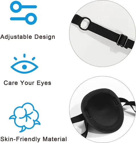 Miniatura 3 de 2 parches oculares, parches oculares médicos para adultos, parche ocular ajustable 3D, parches oculares suaves para ambliopía u ojo vago, válidos