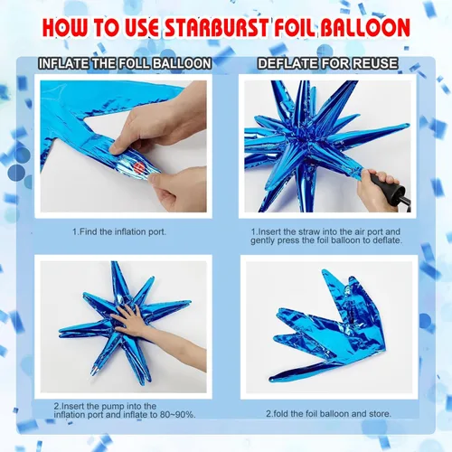 Miniatura 7 de Kit de arco de globos rojos, blancos y azules, guirnalda de globos del 4 de julio con globos de estrella azul, globos de fiesta reutilizables