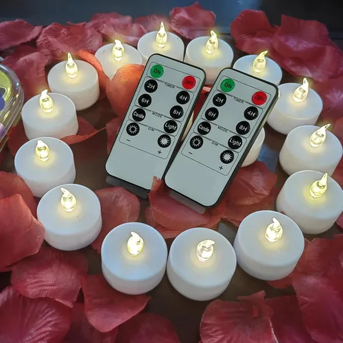 Miniatura 19 de Velas de té sin llama, paquete de 50 velas LED, realistas y brillantes, parpadeantes, de larga duración, 200 horas para festividades, fiestas, Azul