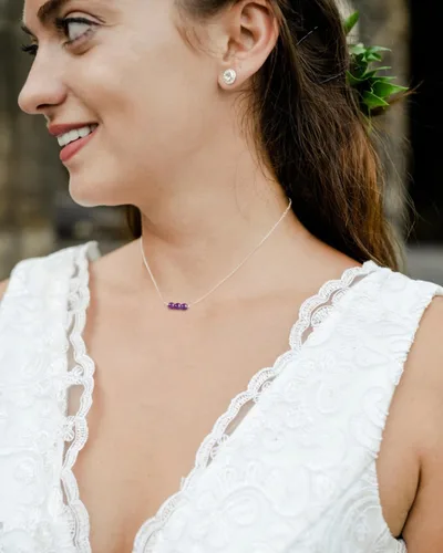 Miniatura 5 de Metzakka Sterling Silver Birthstone Choker Necklace, Handmade with 3 Dainty Real Healing Birthstone for Women Birthday Gifts