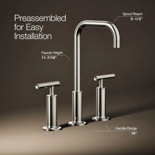 Miniatura 3 de Kohler K-14410-4-BGD Purist - Grifo para lavabo de baño con manijas de palanca baja y boquilla baja, 14408-4-SN Níquel pulido vibrante
