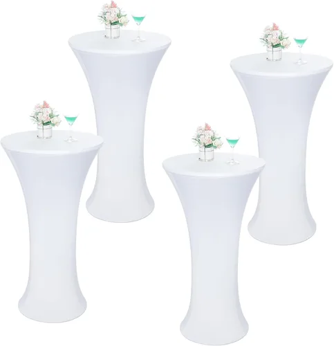 Miniatura 15 de Wolkemer 4 piezas manteles redondos negros de 24x43 pulgadas ajustados elásticos para mesa de cóctel highboy para banquete bar fiesta pub boda