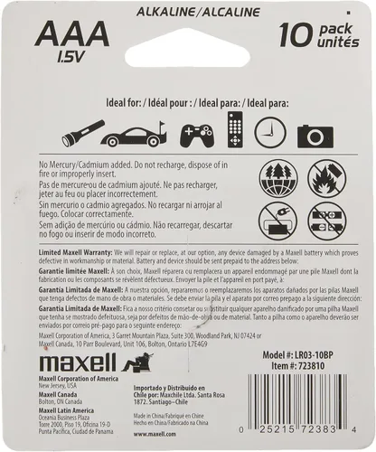 Miniatura 3 de Pilas alcalinas AAA Maxell 2, paquete de 10, 723810, Color, 1, 1