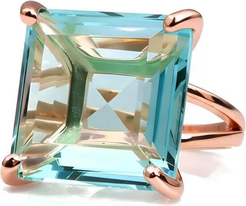 Miniatura 5 de Exquisito anillo de topacio – Banda rellena de oro de 14 quilates con topacio azul – Piedra natal de noviembre – Tallas 3 – 12.5 – Joyería hecha a