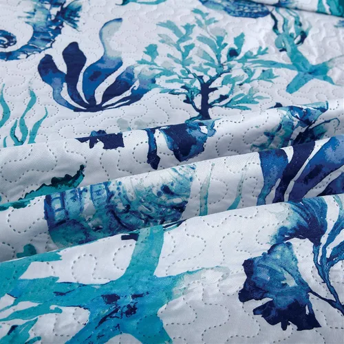Miniatura 7 de Coastal Home Collection - Juego de colcha reversible tamaño individual con edredones, fundas de almohada, suave, ligero, patrón de océano tropical