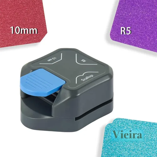 Miniatura 3 de QIQQIKIN - Perforadora de esquina 3 en 1 (R5+10 MM+Escarola) Redondeador de bordes, perforadoras de esquina de papel para manualidades de papel