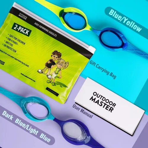 Miniatura 2 de OutdoorMaster - Gafas de natación de ajuste rápido para niños (2 unidades)