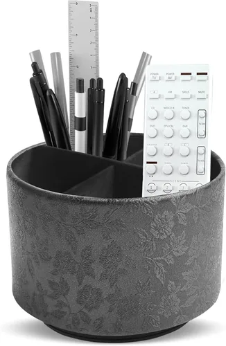 Miniatura 21 de lizimandu Organizador Redondo de Cuero para Suministros de Arte, Soporte para Control Remoto, Rotación de 360 Grados, Soporte Multifuncional