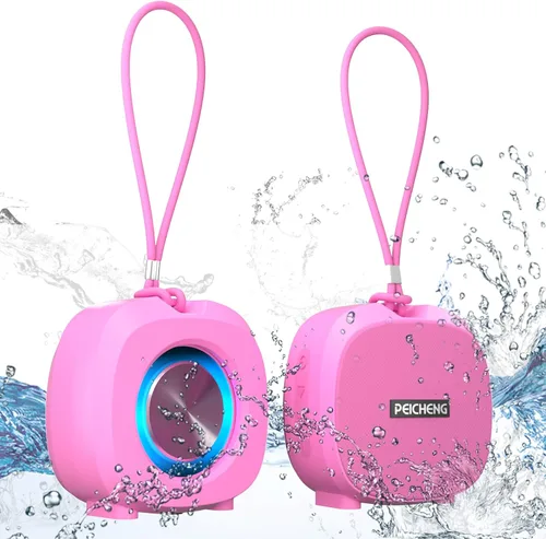 Miniatura 15 de PEICHENG Altavoz, pequeño altavoz portátil Bluetooth inalámbrico IPX5 impermeable para ducha, sonido estéreo fuerte, graves profundos, Azul