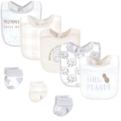 Miniatura 22 de Hudson Baby Conjunto de babero y calcetines unisex de algodón para bebé, Tamaño único Chica Calabaza