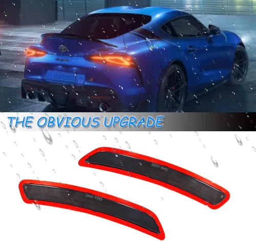 Miniatura 2 de para Toyota GR Supra 2020-2022 Reflectores de Marcador Lateral del Guardabarros del Parachoques Trasero con Lente Ahumado Guardabarros