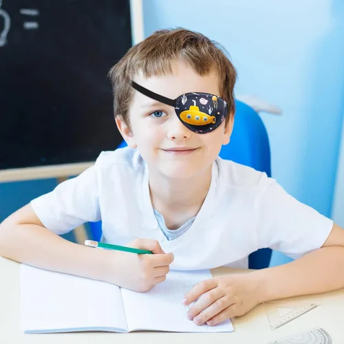 Miniatura 6 de Eurzom 8 piezas de parches oculares para niños, parche ocular ajustable reutilizable, lindo para niñas y niños, con correa elástica para el ojo Cool