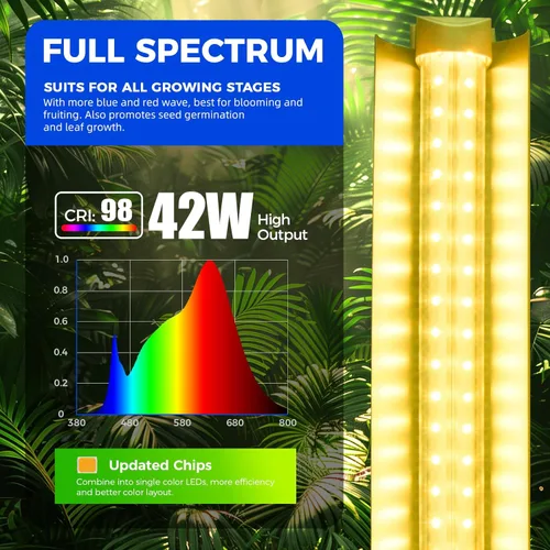 Miniatura 4 de Barrina Luz de crecimiento T8, 252 W (6 x 42 W, equivalente a 1400 W), espectro completo, tiras de luz LED de crecimiento, lámpara de cultivo