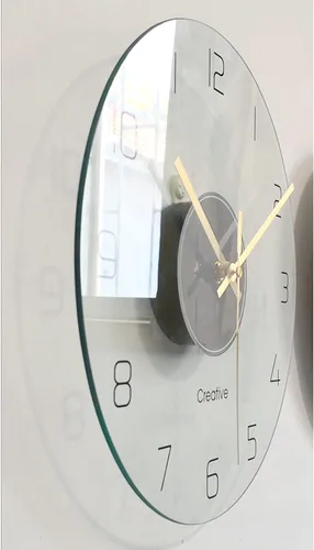 Miniatura 7 de AngelcityCC Reloj de pared de cristal transparente de 12 pulgadas, sin tictac, funciona con pilas, movimiento ultra silencioso, de cuarzo