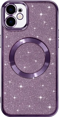 Miniatura 7 de Hython para iPhone 12 Funda con chispas brillantes, fundas transparentes magnéticas con protector de lente de cámara [Compatible con MagSafe]
