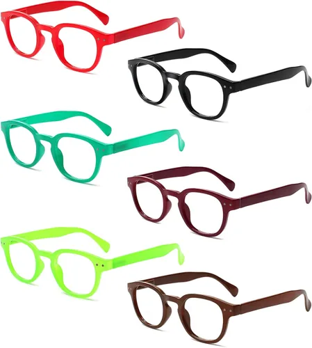 Kerecsen Gafas de Lectura Paquete de 6 Gran Valor Calidad Lectores Bisagra de Resorte Gafas de Color (6 colores mezclados, 1.5, dioptrías)