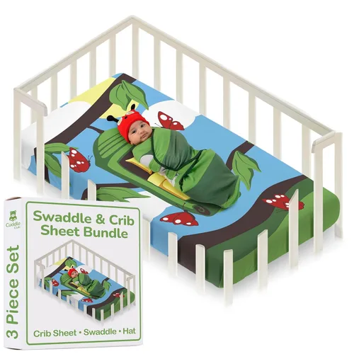Miniatura 7 de Cuddle Club Juego de regalo para recién nacido, incluye manta para envolver, sombrero y sábana para cuna en estilos divertidos, para bebés niños