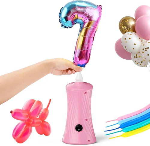Miniatura 10 de Bomba eléctrica de globo de aire, bomba de globo de animales largos portátil, máquina sopladora eléctrica azul/naranja/rosa 110-120V 30W inflador