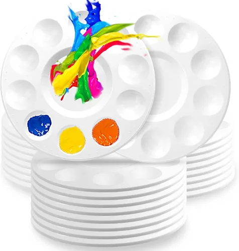 Miniatura 8 de 100 bandejas de pintura para niños, paleta de pintura de plástico con 10 pozos, paleta de bandeja de pintura acrílica inifus para niños, estudiantes