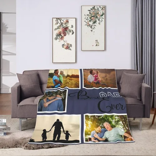 Miniatura 5 de Manta personalizada con foto de regalo para papá y abuelo, mejor regalo del día del padre, Halloween, Navidad, Año Nuevo de parte de hija, hijo