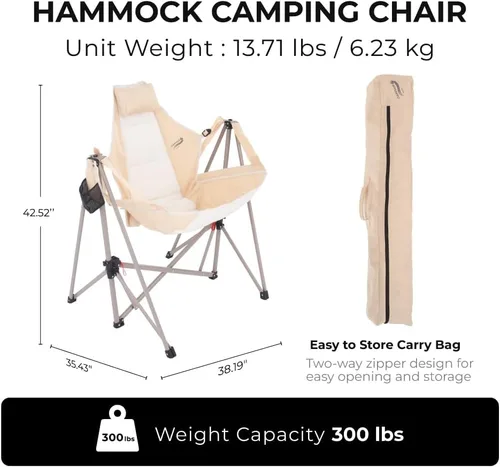 Miniatura 2 de Camphor Designs Hamaca portátil con columpio Tumbona reclinable plegable con reposacabezas y soporte para bebidas Deportes al aire libre, playa