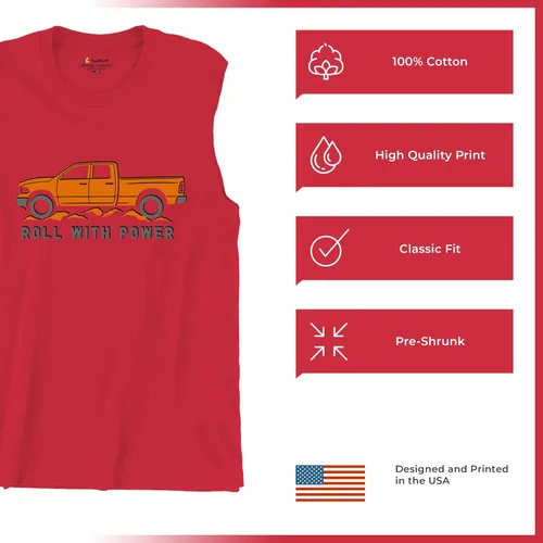 Miniatura 175 de Tee Hunt Camisetas gráficas y camisetas sin mangas para hombre Roll with Power Pickup Truck