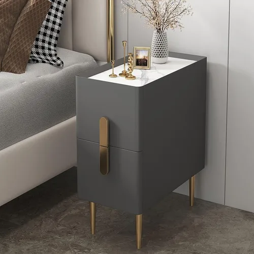 Miniatura 8 de Mesitas de noche de 9.8 ~ 15.7 pulgadas de ancho, mesa de noche moderna con 2 cajones, mesita de noche, mesita de noche estrecha