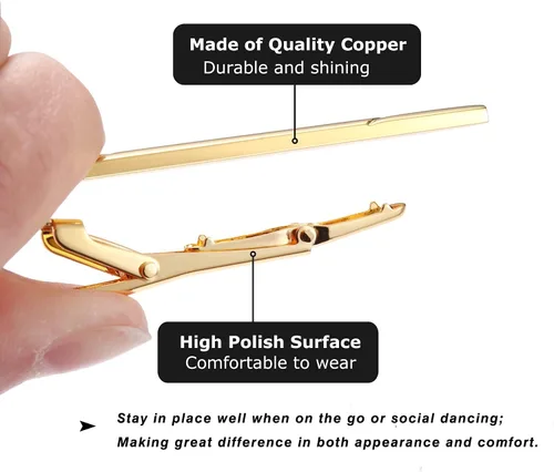 Miniatura 6 de Jstyle Juego de 12 clips de corbata para hombre, juego de clips de barra de corbata clásicos para corbatas regulares, clips de pellizco, clips