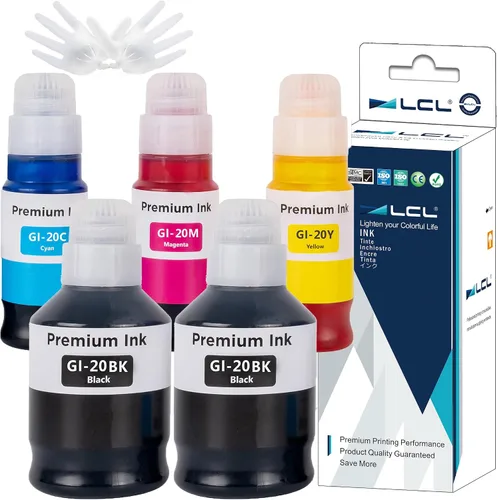 LCL GI-20 GI20 - Botellas de tinta de repuesto para botellas de repuesto de tinta Canon 20 GI20 GI-20 compatibles con impresora Canon PIXMA G5020