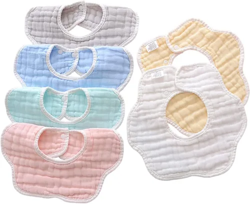 Baberos de muselina para bebés, baberos para babero de dentición para bebé niña o niño de muselina de algodón Azur