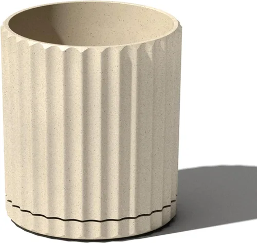 Miniatura 10 de Veradek Serie Mason Demi Plantador - Plantador Grande Redondo para Patio/Balcón Interior o Exterior Hecho de Plástico y Hormigón con Agujeros