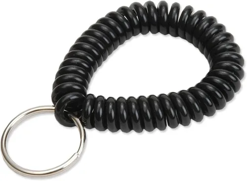 Lucky Line - Resorte tipo muñequera en espiral de 2 pulgadas de diámetro con llavero de acero, pulsera y llavero flexible para muñeca, se estira