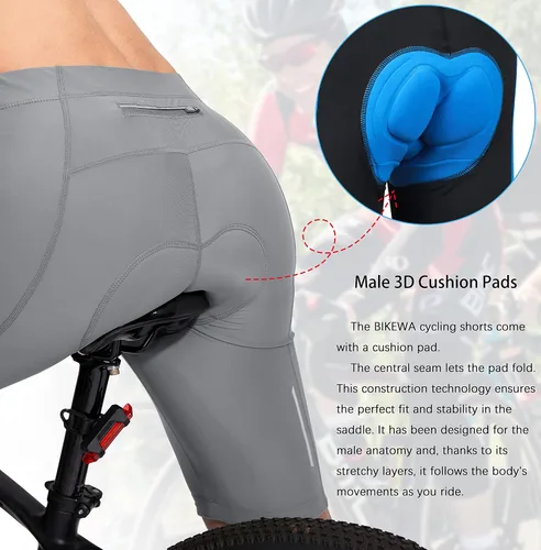 Miniatura 4 de Bikewa Pantalones cortos de ciclismo para hombre, acolchados en 3D, ciclismo de carretera, montaña, ciclismo, ciclismo, ciclismo UPF 50+, bolsillos