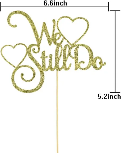 Miniatura 2 de We Still Do - Decoración de pastel para boda, aniversario, renovación, fiesta, suministros de decoración de fiesta (purpurina dorada)