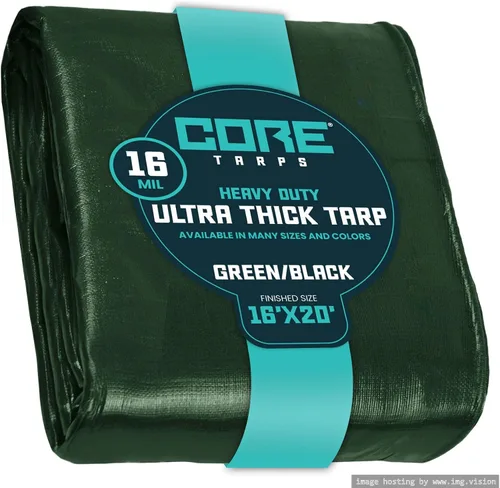 Core Tarps - Lona resistente de 16 mm. / .62 pulgadas, impermeable, resistente a los rayos ultravioleta, a prueba de rasgaduras y roturas, lona de